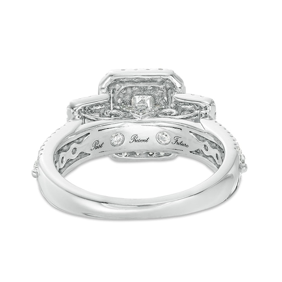 Previously Owned - 1-1/2 CT. T.w. Emerald-Cut Diamond Past Present Future® Engagement Ring in 14K White Gold