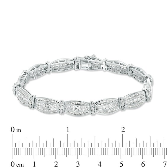 Previously Owned - 5 CT. T.w. Baguette and Round Diamond Bracelet in 10K White Gold