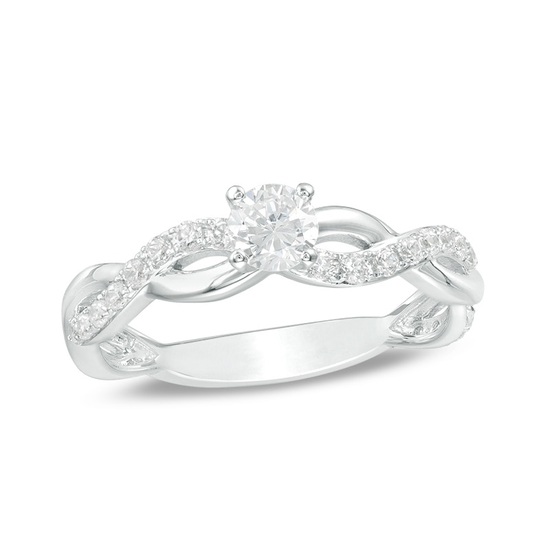 Previously Owned - 1 CT. T.W. Diamond Twist Engagement Ring in 14K White Gold