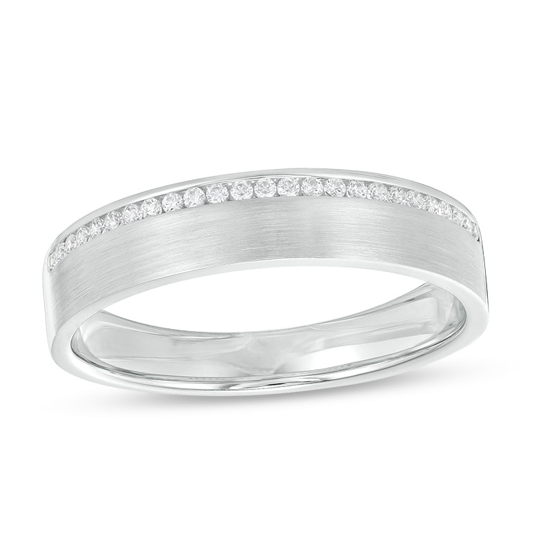 Main Image 1 of Previously Owned - 1/8 CT. T.W. Diamond Channel-Set Wedding Band in 10K White Gold