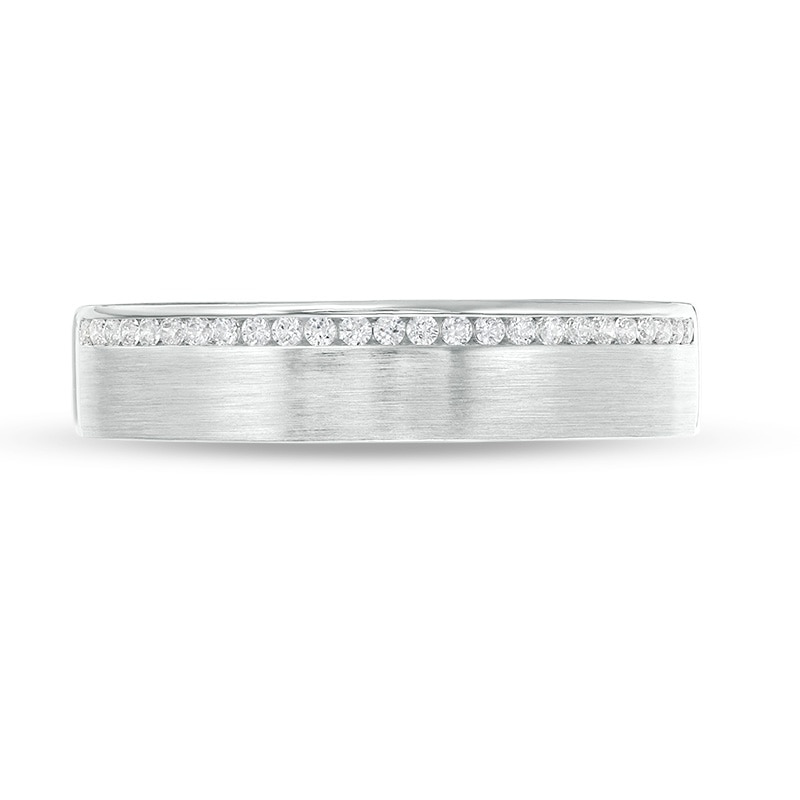 Main Image 4 of Previously Owned - 1/8 CT. T.W. Diamond Channel-Set Wedding Band in 10K White Gold