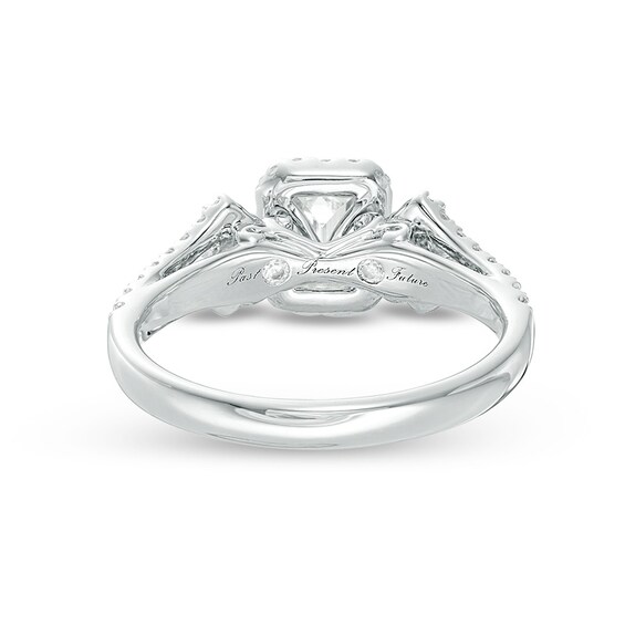 Previously Owned - 1 CT. T.w. Emerald-Cut Diamond Past Present FutureÂ® Frame Engagement Ring in 14K White Gold