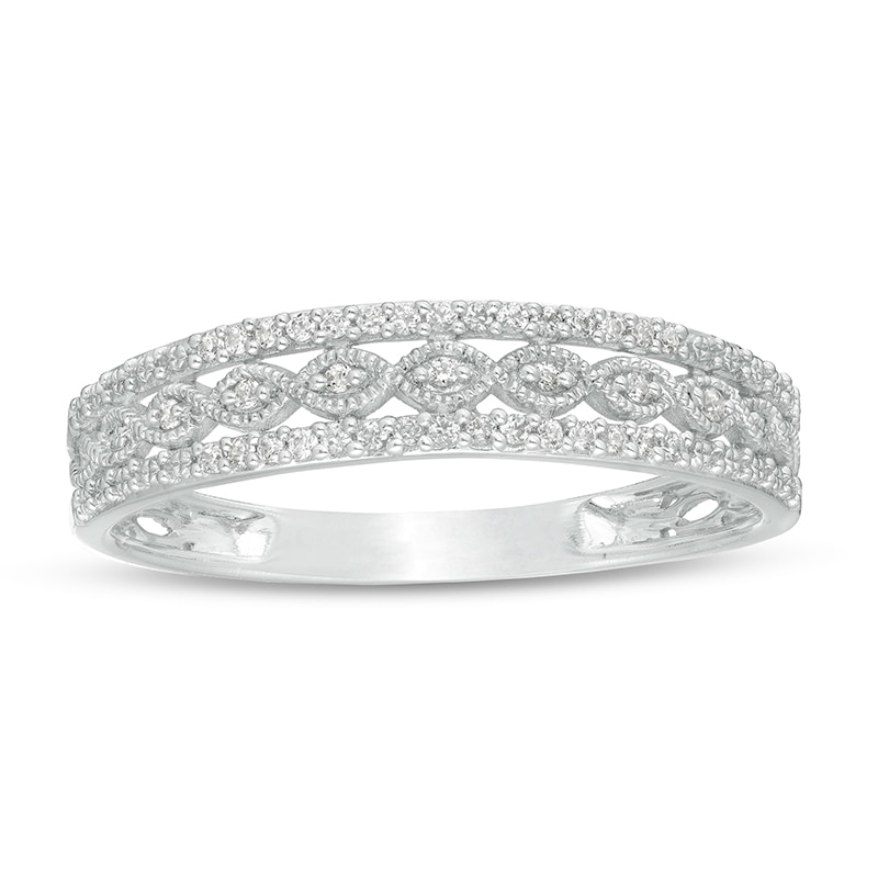 Main Image 1 of Previously Owned - 1/15 CT. T.W. Diamond Vintage-Style Braid Band in 10K White Gold