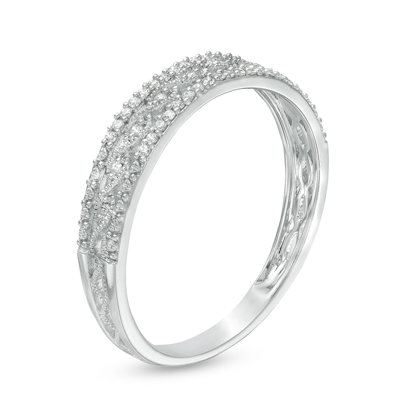 Main Image 3 of Previously Owned - 1/15 CT. T.W. Diamond Vintage-Style Braid Band in 10K White Gold