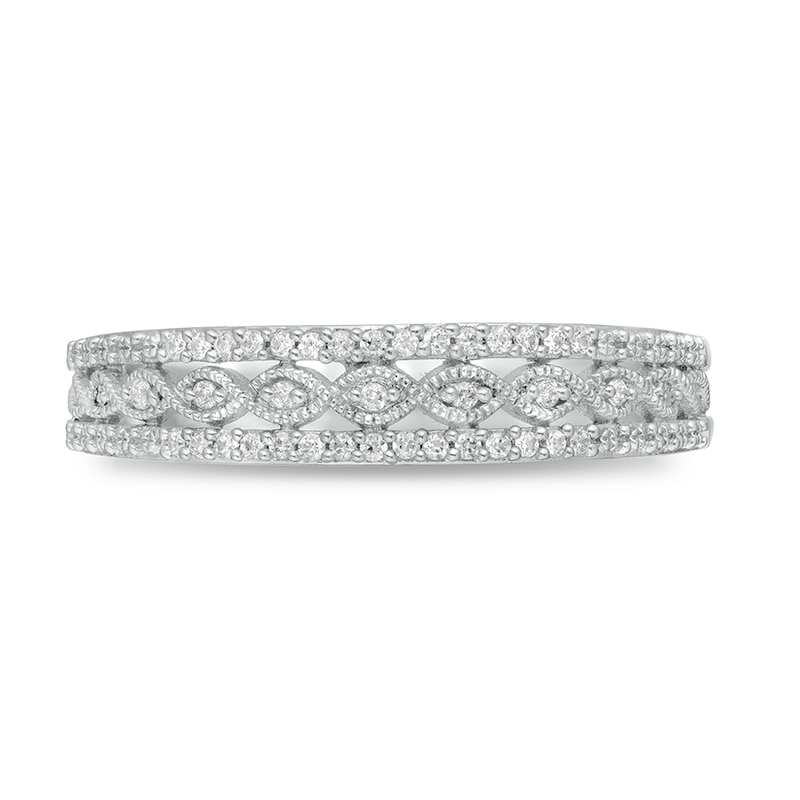 Main Image 4 of Previously Owned - 1/15 CT. T.W. Diamond Vintage-Style Braid Band in 10K White Gold