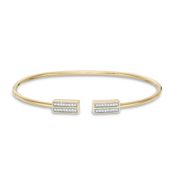 Previously Owned - 1/6 CT. T.w. Diamond Double Row Flex Bangle in 10K Gold