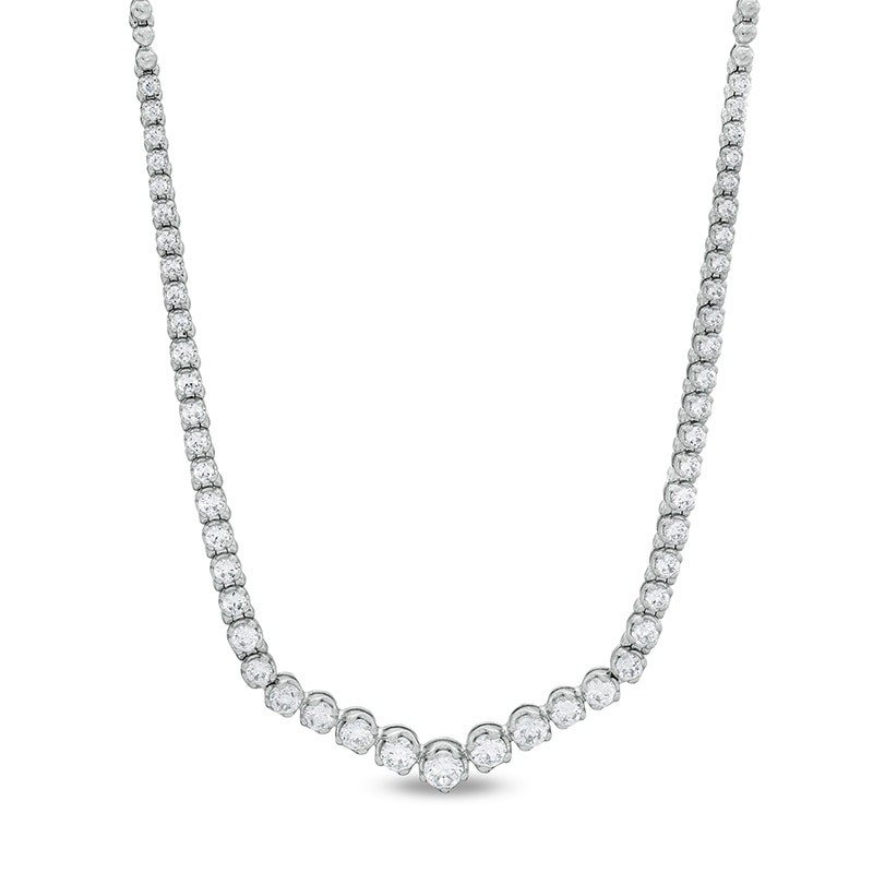 Main Image 1 of Previously Owned - 4 CT. T.W. Diamond Riviera Necklace in 10K White Gold - 17"