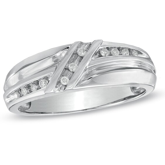 Previously Owned - 1/10 CT. T.w. Diamond Wedding Band in 10K White Gold