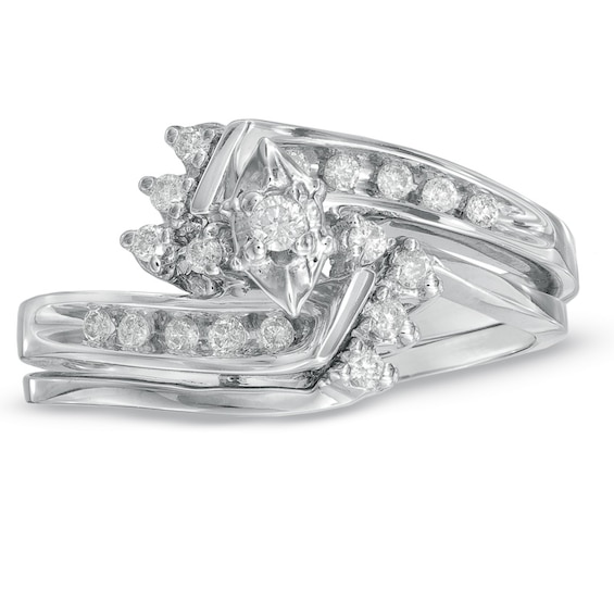 Previously Owned - 1/4 CT. T.w. Diamond Bridal Set in 10K White Gold