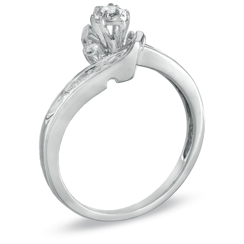 Main Image 3 of Previously Owned - 1/4 CT. T.W. Diamond Bridal Set in 10K White Gold