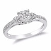 Thumbnail Image 1 of Previously Owned - 1/3 CT. T.W. Diamond Cluster with Heart Sides Engagement Ring in 10K White Gold