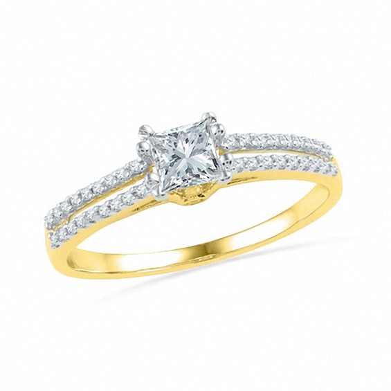 Previously Owned - 1/3 CT. T.w. Princess-Cut Diamond Split Shank Engagement Ring in 10K Gold