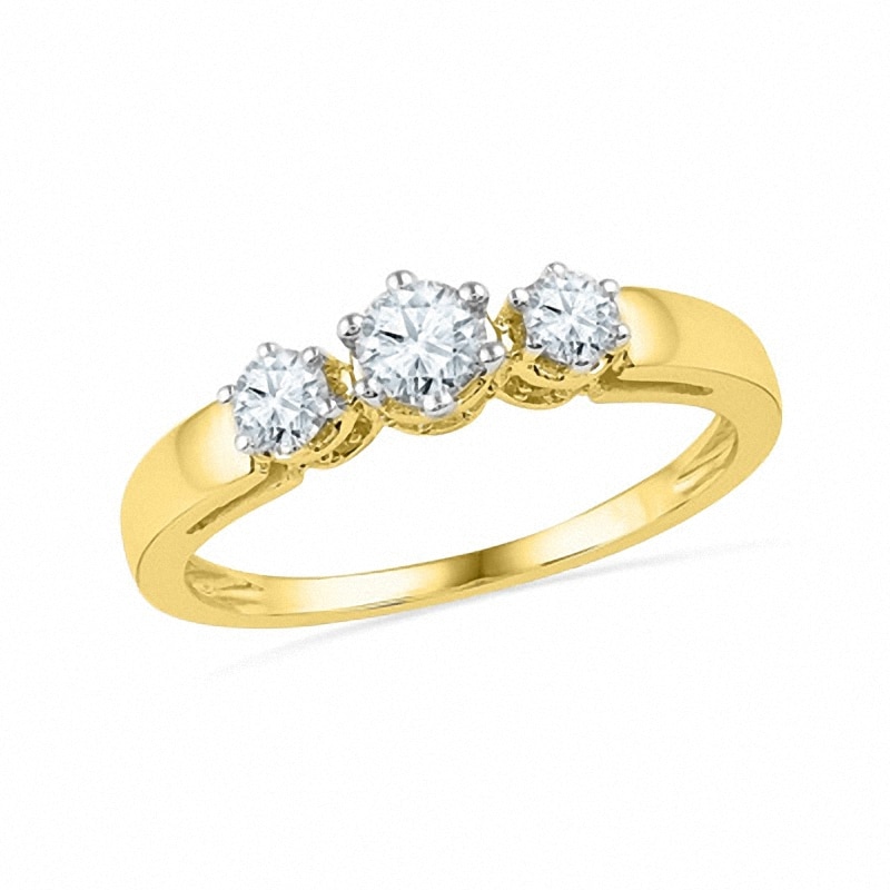 Main Image 1 of Previously Owned - 1/2 CT. T.W. Diamond Three Stone Ring in 10K Gold