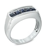 Thumbnail Image 2 of Previously Owned - Square-Cut Blue Sapphire and  1/8 CT. T.W. Diamond Ring in 10K White Gold