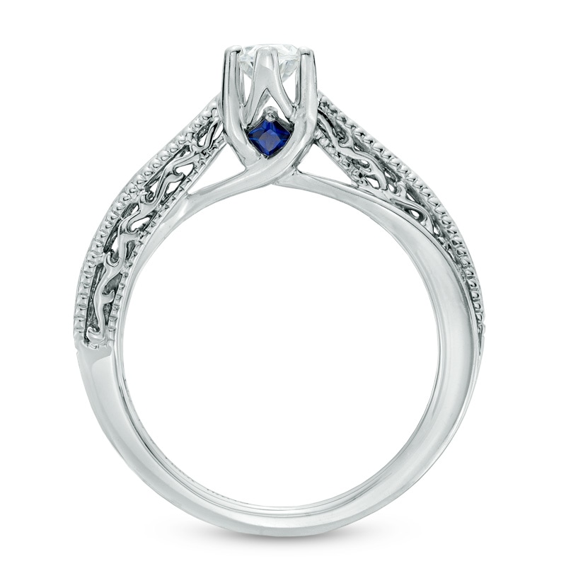 Main Image 3 of Previously Owned - Vera Wang Love Collection 1/2 CT. Marquise Diamond Solitaire Scroll Engagement Ring in 14K White Gold