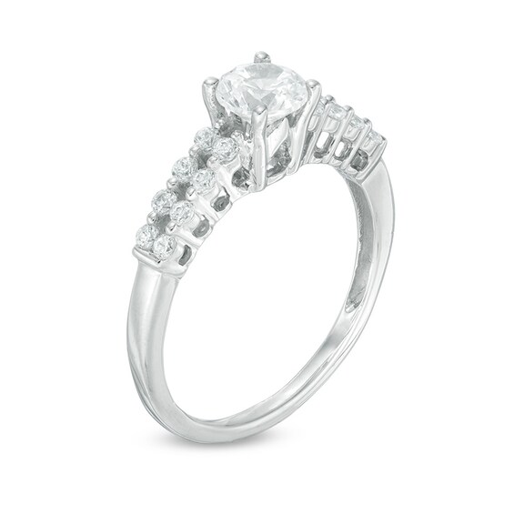 Previously Owned - 7/8 CT. T.w. Diamond Double Row Engagement Ring in 10K White Gold