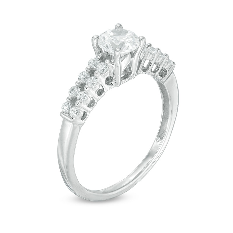 Main Image 2 of Previously Owned - 7/8 CT. T.W. Diamond Double Row Engagement Ring in 10K White Gold