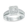Thumbnail Image 1 of Previously Owned - 1/2 CT. T.W. Princess-Cut Diamond Double Frame Bridal Set in 10K White Gold