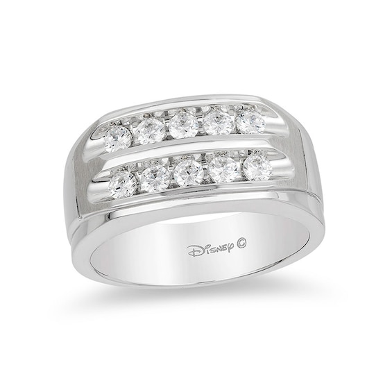Previously Owned - Enchanted Disney 3/4 CT. T.w. Diamond Two Row Wedding Band in 14K White Gold
