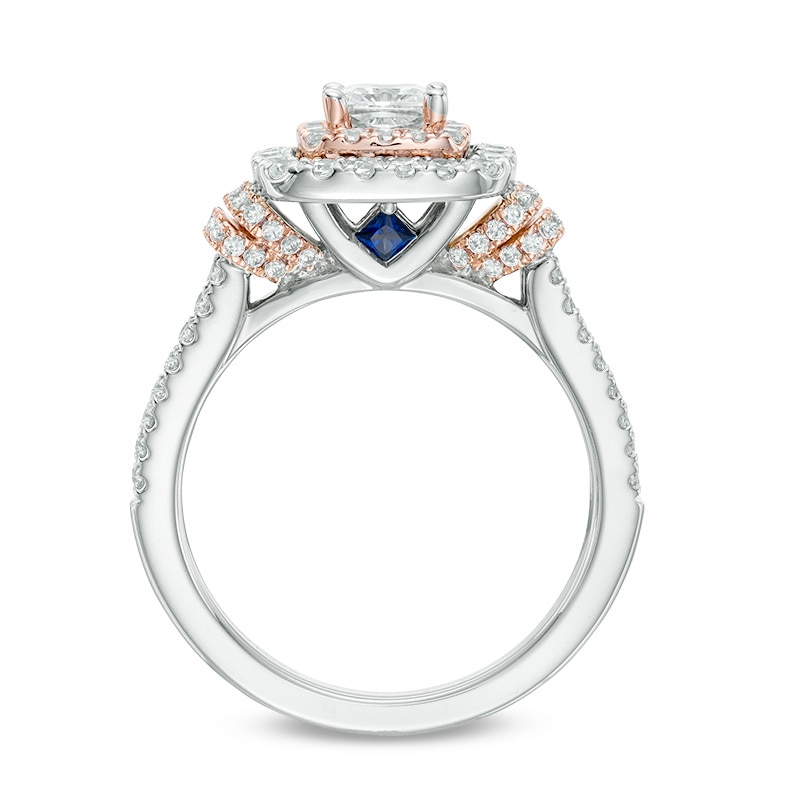 Previously Owned - Vera Wang Love Collection 1-1/5 CT. T.W. Princess Diamond Frame Engagement Ring in 14K Two-Tone Gold