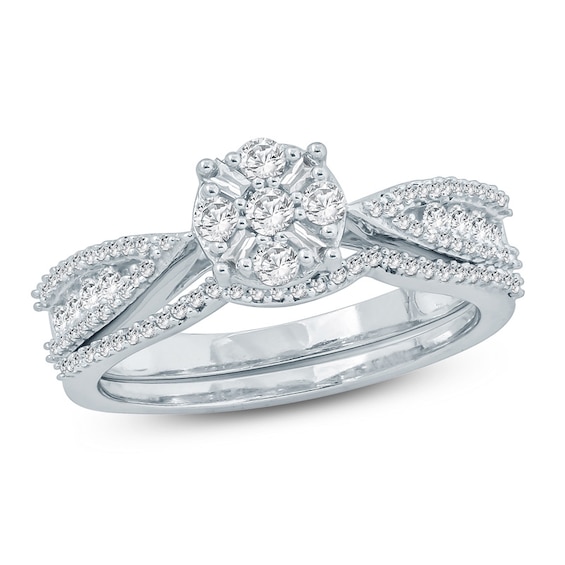 Previously Owned - 5/8 CT. T.w. Composite Diamond Bridal Set in 10K White Gold