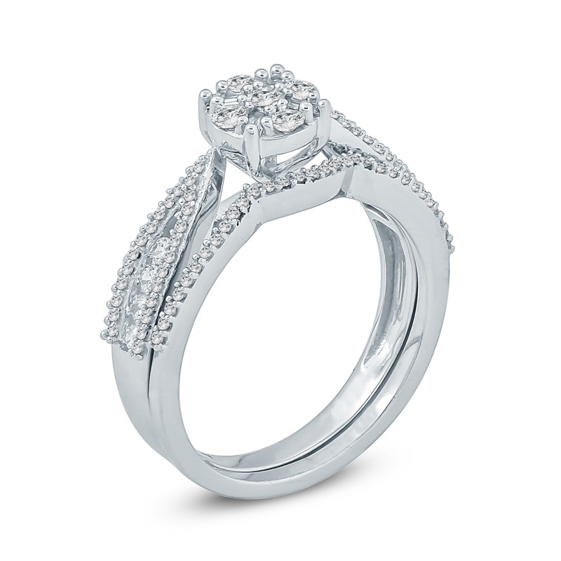 Main Image 2 of Previously Owned - 5/8 CT. T.W. Composite Diamond Bridal Set in 10K White Gold