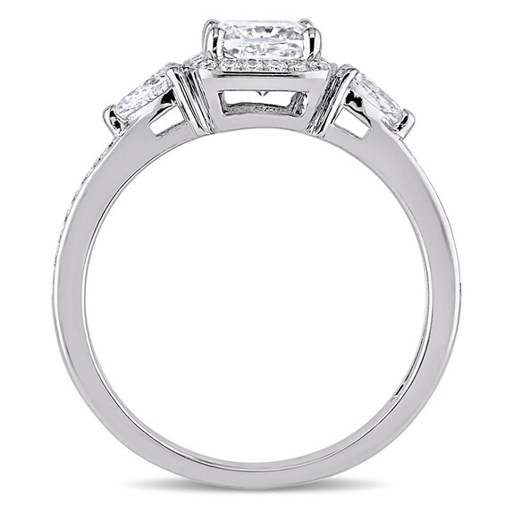 Previously Owned - 1-1/3 CT. T.w. Cushion-Cut Diamond Frame Engagement Ring in 14K White Gold