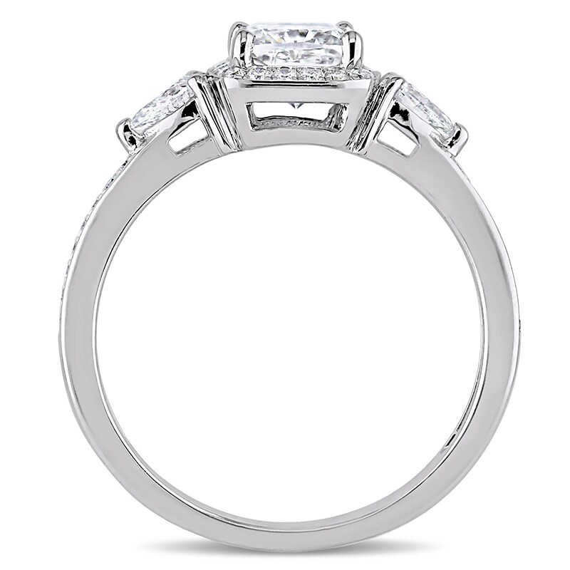 Main Image 3 of Previously Owned - 1-1/3 CT. T.W. Cushion-Cut Diamond Frame Engagement Ring in 14K White Gold