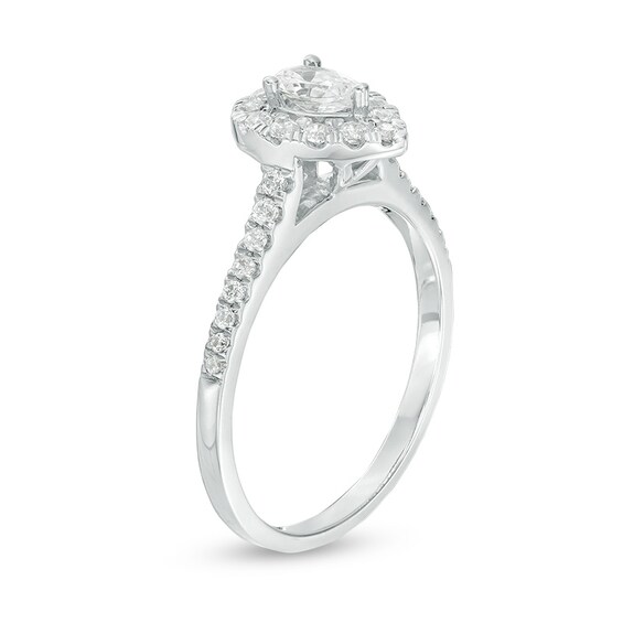 Previously Owned - 1/2 CT. T.w. Pear-Shaped Diamond Frame Engagement Ring in 14K White Gold
