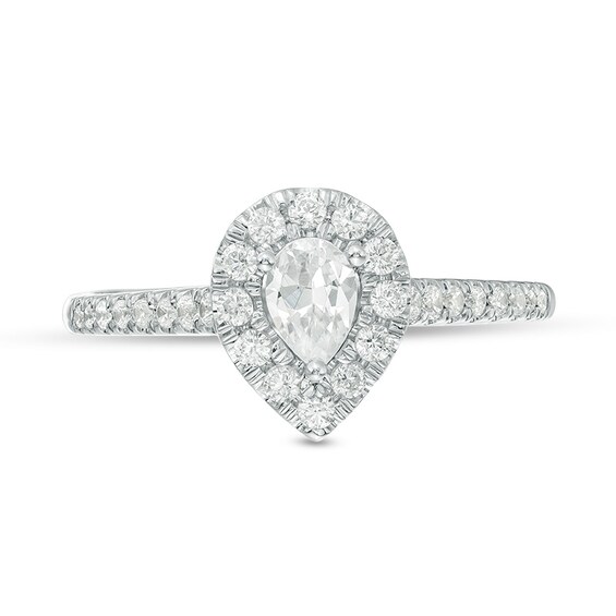 Previously Owned - 1/2 CT. T.w. Pear-Shaped Diamond Frame Engagement Ring in 14K White Gold