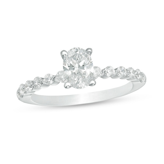 Previously Owned - 7/8 CT. T.w. Oval Diamond Engagement Ring in 14K White Gold