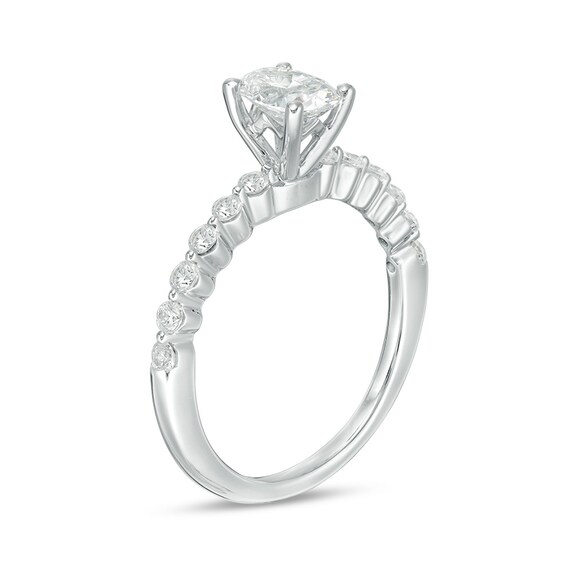 Previously Owned - 7/8 CT. T.w. Oval Diamond Engagement Ring in 14K White Gold