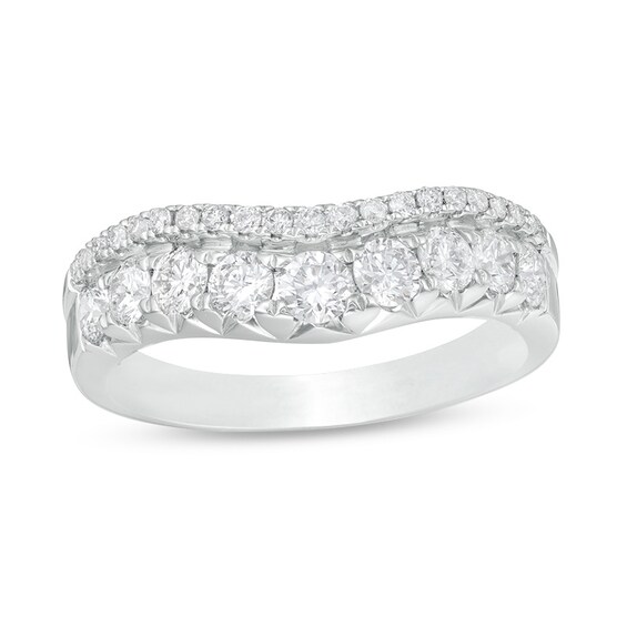 Previously Owned - 1 CT. T.w. Diamond Two Row Contour Band in 14K White Gold