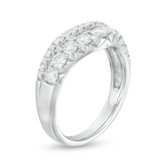 Previously Owned - 1 CT. T.w. Diamond Two Row Contour Band in 14K White Gold