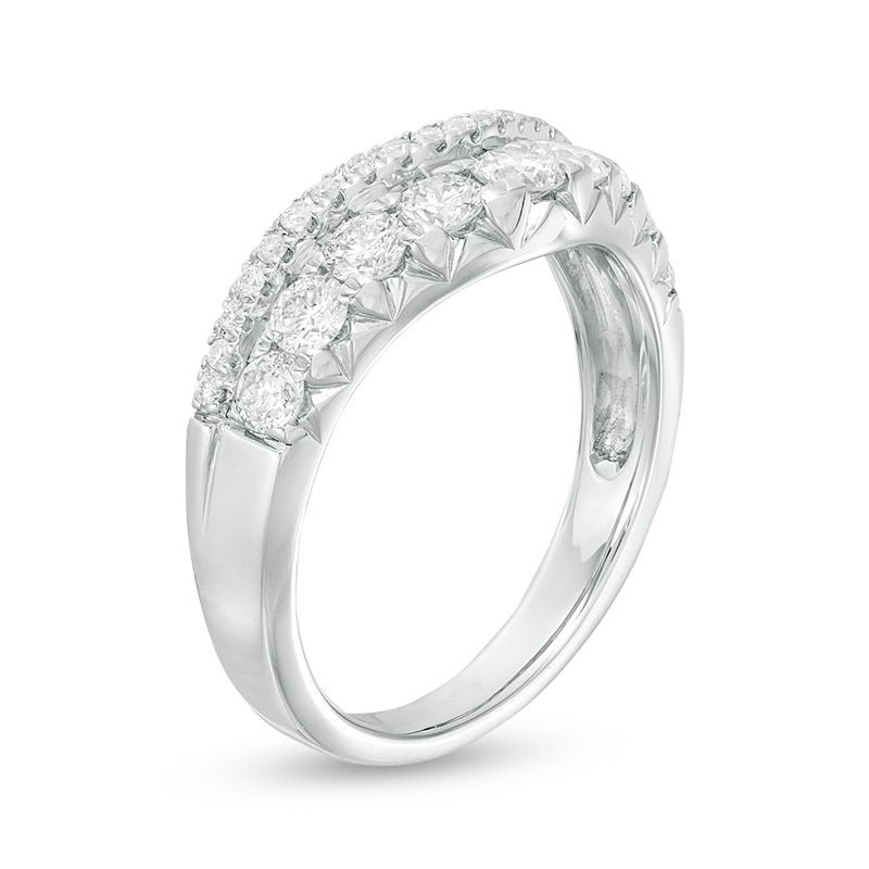 Main Image 2 of Previously Owned - 1 CT. T.W. Diamond Two Row Contour Band in 14K White Gold