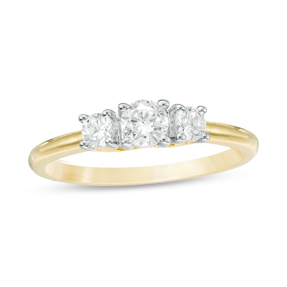 Previously Owned - 1/2 CT. T.w. Diamond Three Stone Engagement Ring in 10K Gold