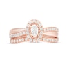 Thumbnail Image 4 of Previously Owned - 3/4 CT. T.W. Oval Diamond Frame Crossover Bridal Set in 14K Rose Gold