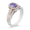 Thumbnail Image 1 of Previously Owned - Enchanted Disney Ariel Tanzanite and 3/4 CT. T.W. Diamond Double Frame Ring in 14K Two-Tone Gold