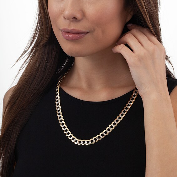 Previously Owned - Men's 9.7mm Diamond-Cut Curb Chain Necklace in 14K Two-Tone Gold - 24"