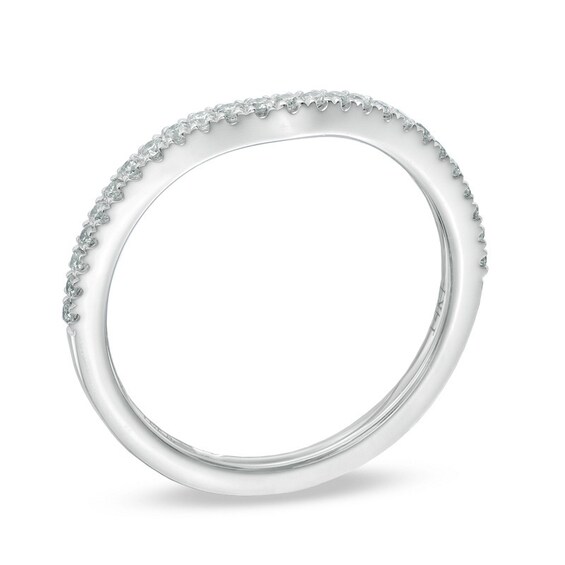 Previously Owned - Vera Wang Love Collection 1/6 CT. T.w. Diamond Ribbon Slight Contour Wedding Band in 14K White Gold