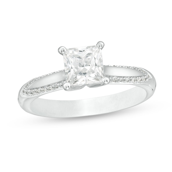 Previously Owned - 1-1/8 CT. T.w. Princess-Cut Diamond Solitaire Engagement Ring in 14K White Gold (I/I2)