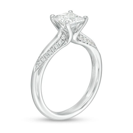 Previously Owned - 1-1/8 CT. T.w. Princess-Cut Diamond Solitaire Engagement Ring in 14K White Gold (I/I2)