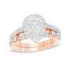 Thumbnail Image 1 of Previously Owned - 1 CT. T.W. Composite Pear-Shaped Diamond Art Deco Bridal Set in 10K Rose Gold