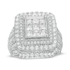 Thumbnail Image 1 of Previously Owned - 3 CT. T.W. Composite Diamond Double Cushion Frame Vintage-Style Engagement Ring in 10K White Gold