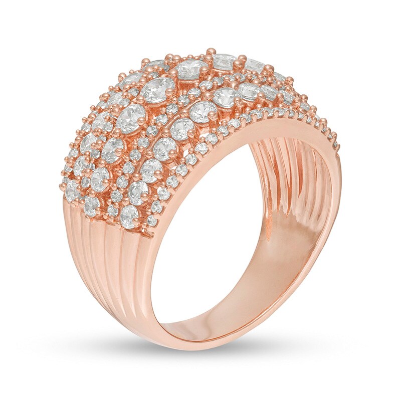 Main Image 3 of Previously Owned - 2 CT. T.W. Diamond Multi-Row Domed Ring in 10K Rose Gold