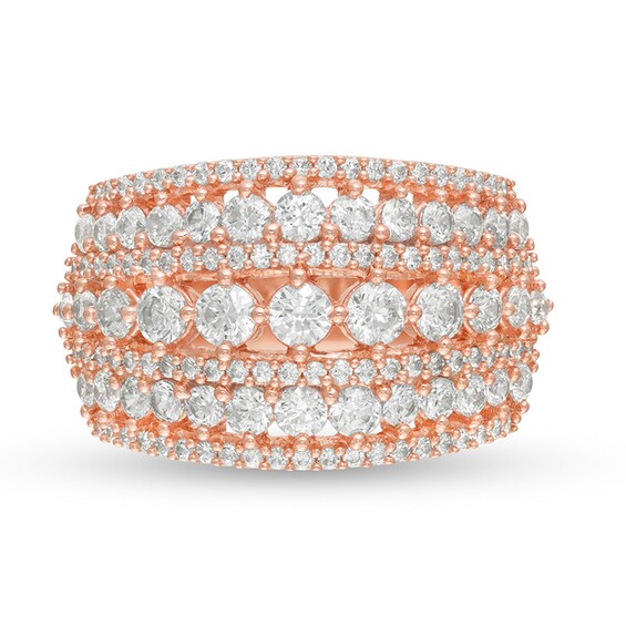 Previously Owned - 2 CT. T.w. Diamond Multi-Row Domed Ring in 10K Rose Gold