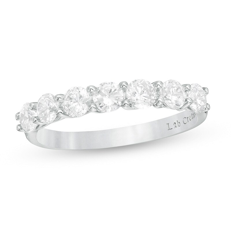Main Image 1 of Previously Owned - 1 CT. T.W. Lab-Grown Diamond Seven Stone Anniversary Band in 14K White Gold (F/SI2)