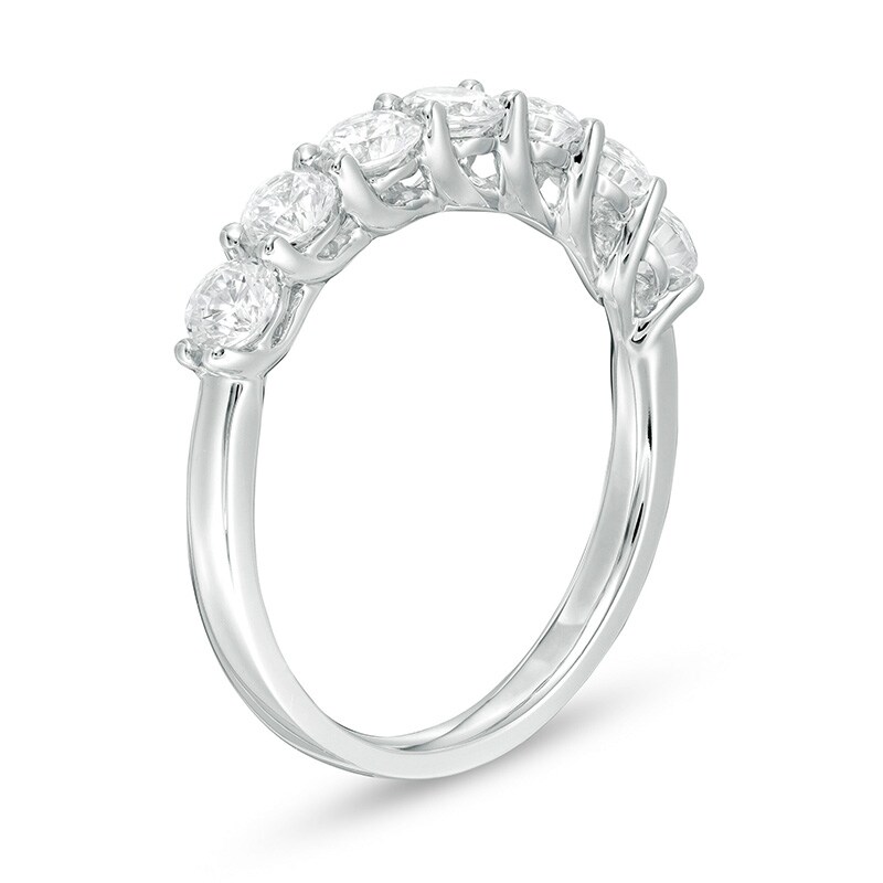 Main Image 3 of Previously Owned - 1 CT. T.W. Lab-Grown Diamond Seven Stone Anniversary Band in 14K White Gold (F/SI2)