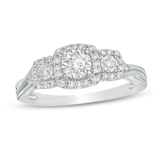 Previously Owned - 1/4 CT. T.w. Diamond Past Present Future® Promise Ring in 10K White Gold