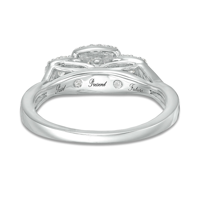 Main Image 4 of Previously Owned - 1/4 CT. T.W. Diamond Past Present Future® Promise Ring in 10K White Gold
